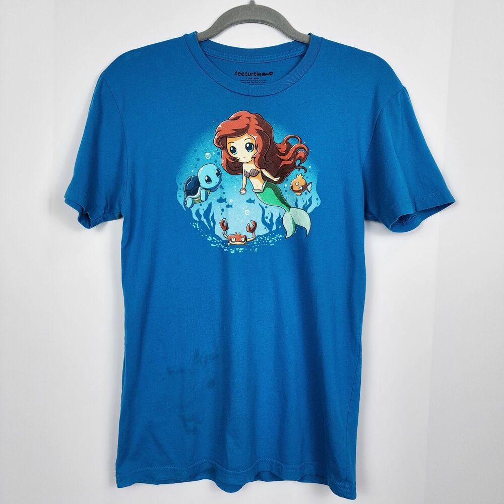 Disney Tee Turtle Little Mermaid Pokemon Graphic T-Shirt Size M